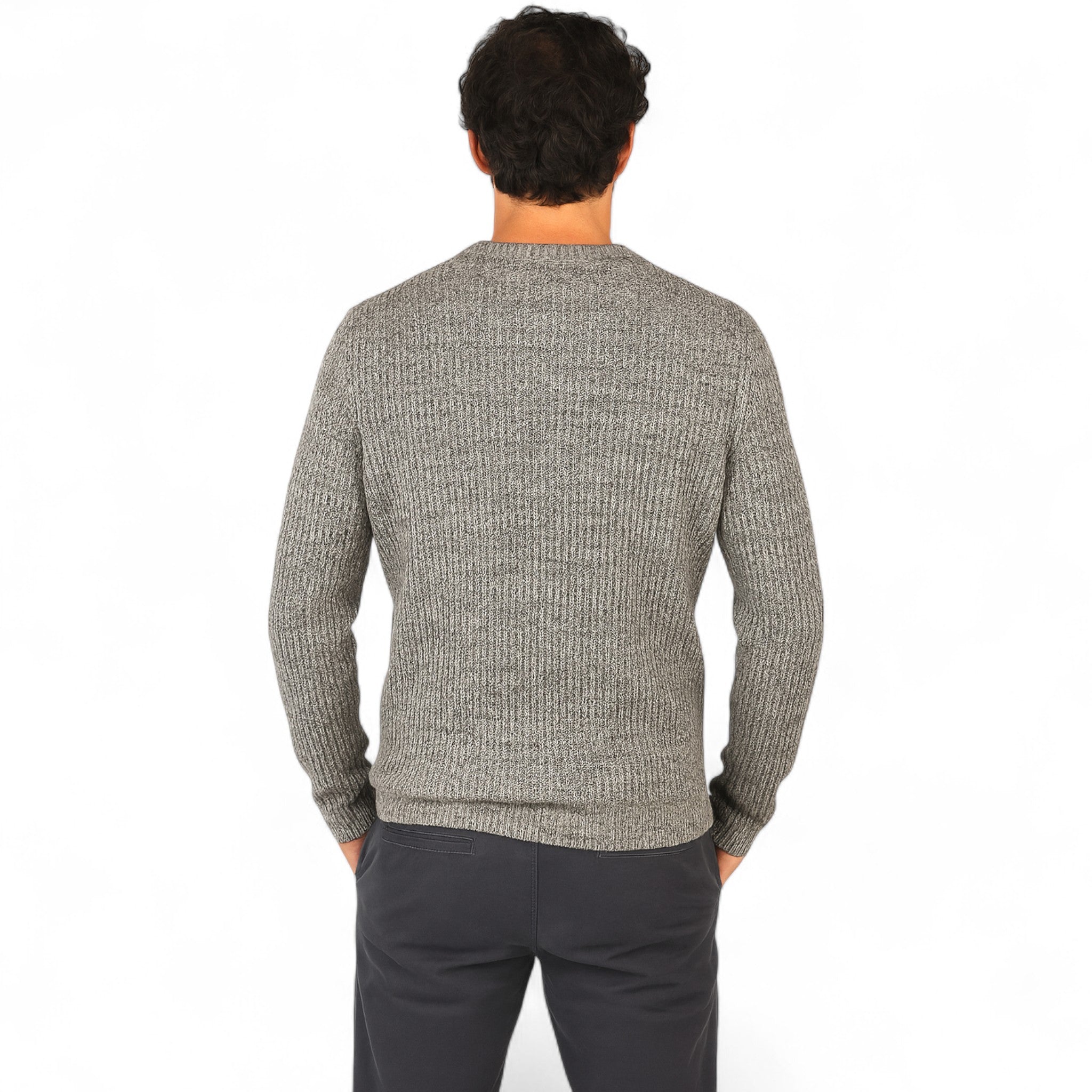 Men’s Ex Store Jack & Jones chunky knit jumper in grey twist – warm ribbed knit sweater for